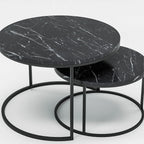 Couchtisch-Set Marmoroptik Schwarz