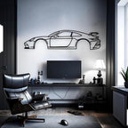 Tubibu Metall Wandbild, Wanddeko, Silhouette, Metal Car Wall Art, 3D Muster, Metall-Auto-Dekor, Schwarze große Auto Muster Wanddekoration für Zuhause Wohnzimmer (Small, 911)