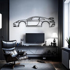 Tubibu Metall Wandbild, Wanddeko, Silhouette, Metal Car Wall Art, 3D Muster, Metall-Auto-Dekor, Schwarze große Auto Muster Wanddekoration für Zuhause Wohnzimmer (Small, 911)