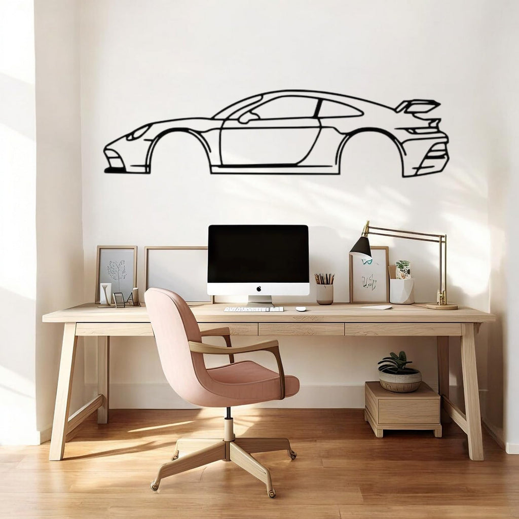 Tubibu Metall Wandbild, Wanddeko, Silhouette, Metal Car Wall Art, 3D Muster, Metall-Auto-Dekor, Schwarze große Auto Muster Wanddekoration für Zuhause Wohnzimmer (Small, 911)