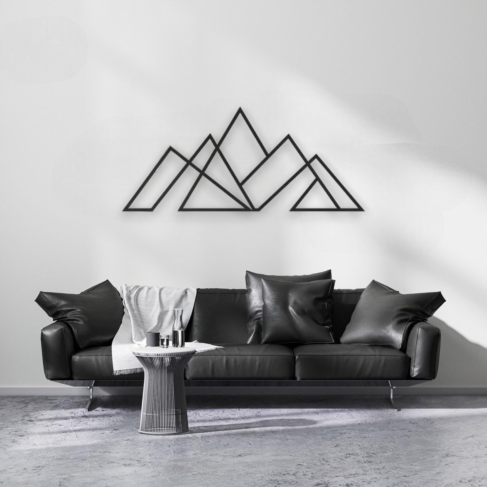 Metall Wandkunst Berg und Wald Metall Wanddekoration, große Wandskulptur für rustikales Zuhause, Innen und Außenbereich, Moderne Deko, Bilder für Zuhause Büro Wohnzimmer (Berg 2, Klein, White/Black)