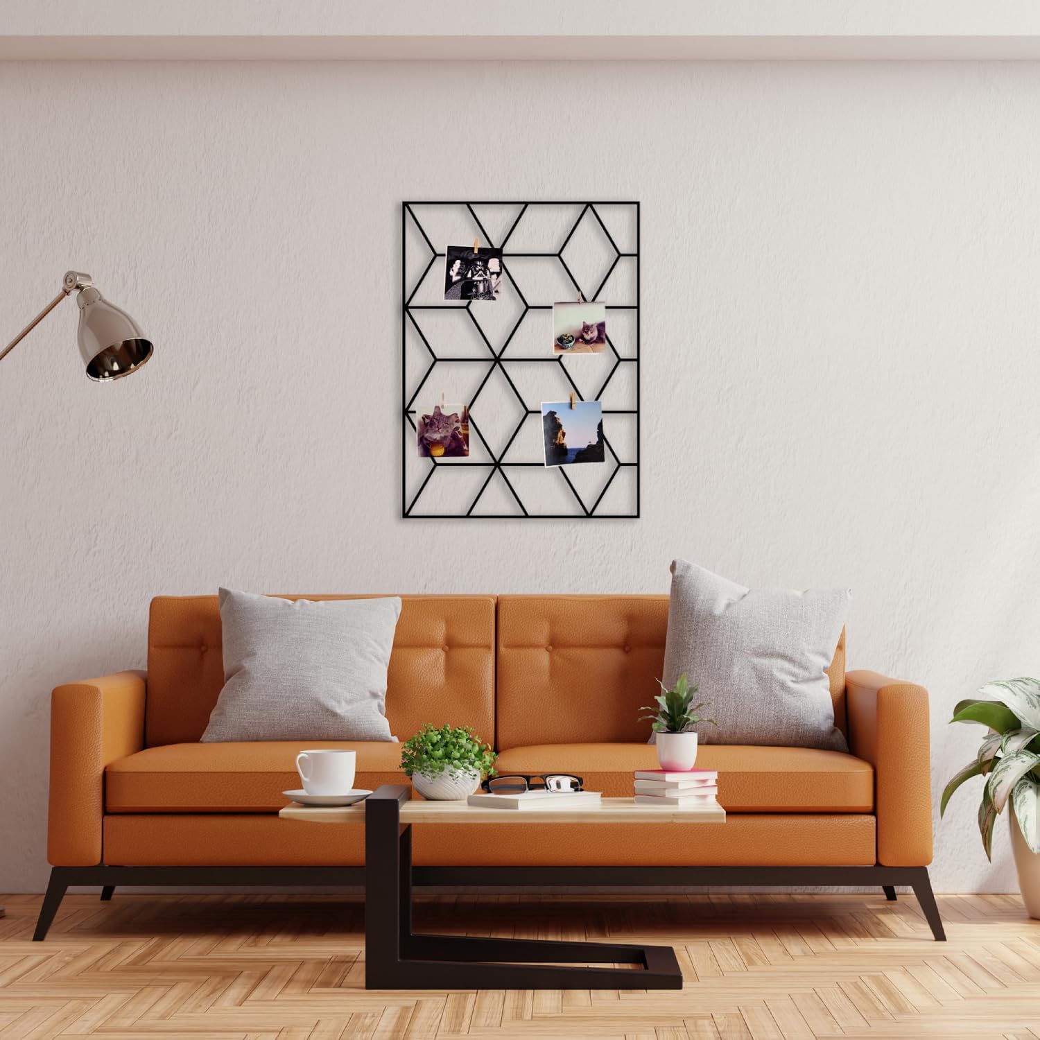 Wandgitter Schwarz,Wanddekor, Multifunktionale Gitterwand, DIY Eisen Gitter der Fotowand Dekoration, Pinnwand Foto an der Memoboard Hängen in der Familie, Küche, Fotohalter, Organizer für wand (Cubic)