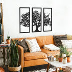 Tubibu 3 Panels Familienstammbaum Metall Wanddekoration Baum des Lebens Wandkunst für Zuhause Schlafzimmer Wohnzimmer