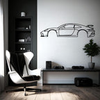 Tubibu Metall Wandbild, Wanddeko, Silhouette, Metal Car Wall Art, 3D Muster, Metall-Auto-Dekor, Schwarze große Auto Muster Wanddekoration für Zuhause Wohnzimmer (Small, 911)