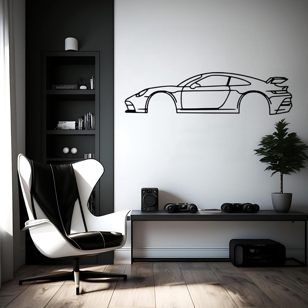 Sportwagen-Silhouette 911 Metall-Wandkunst