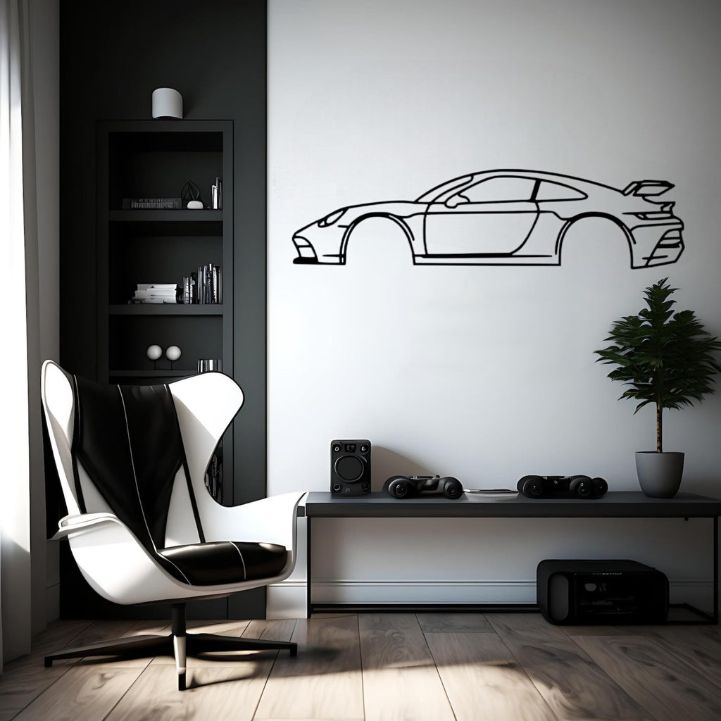 Tubibu Metall Wandbild, Wanddeko, Silhouette, Metal Car Wall Art, 3D Muster, Metall-Auto-Dekor, Schwarze große Auto Muster Wanddekoration für Zuhause Wohnzimmer (Small, 911)