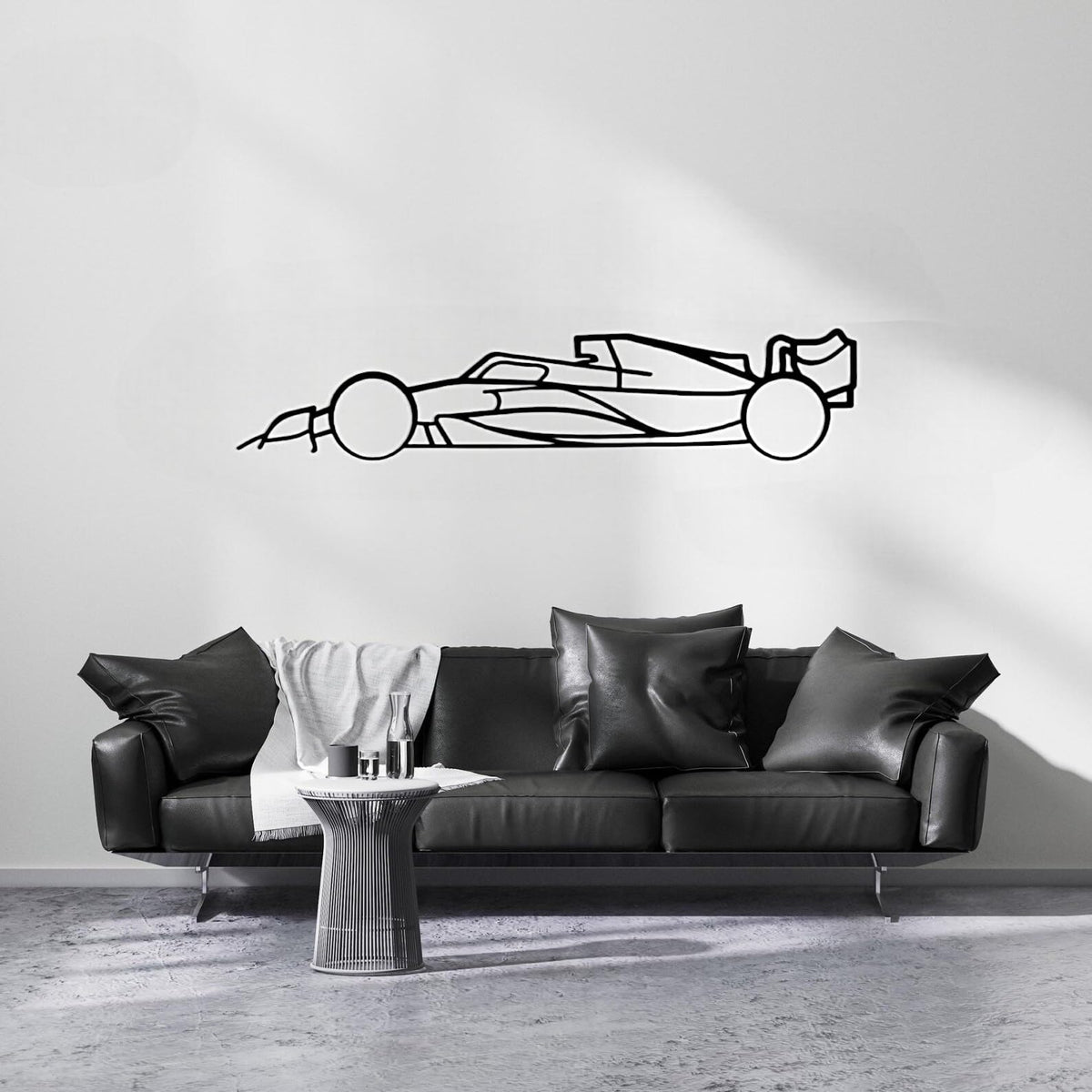 Formel-Rennwagen-Silhouette Metall-Wandkunst