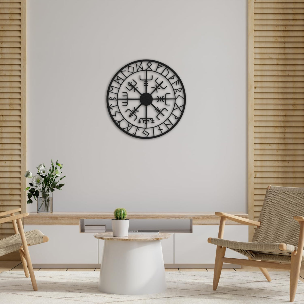 Wikinger Wanddeko aus Metall – Art Deco, 70 cm, 3D-Schatteneffekt