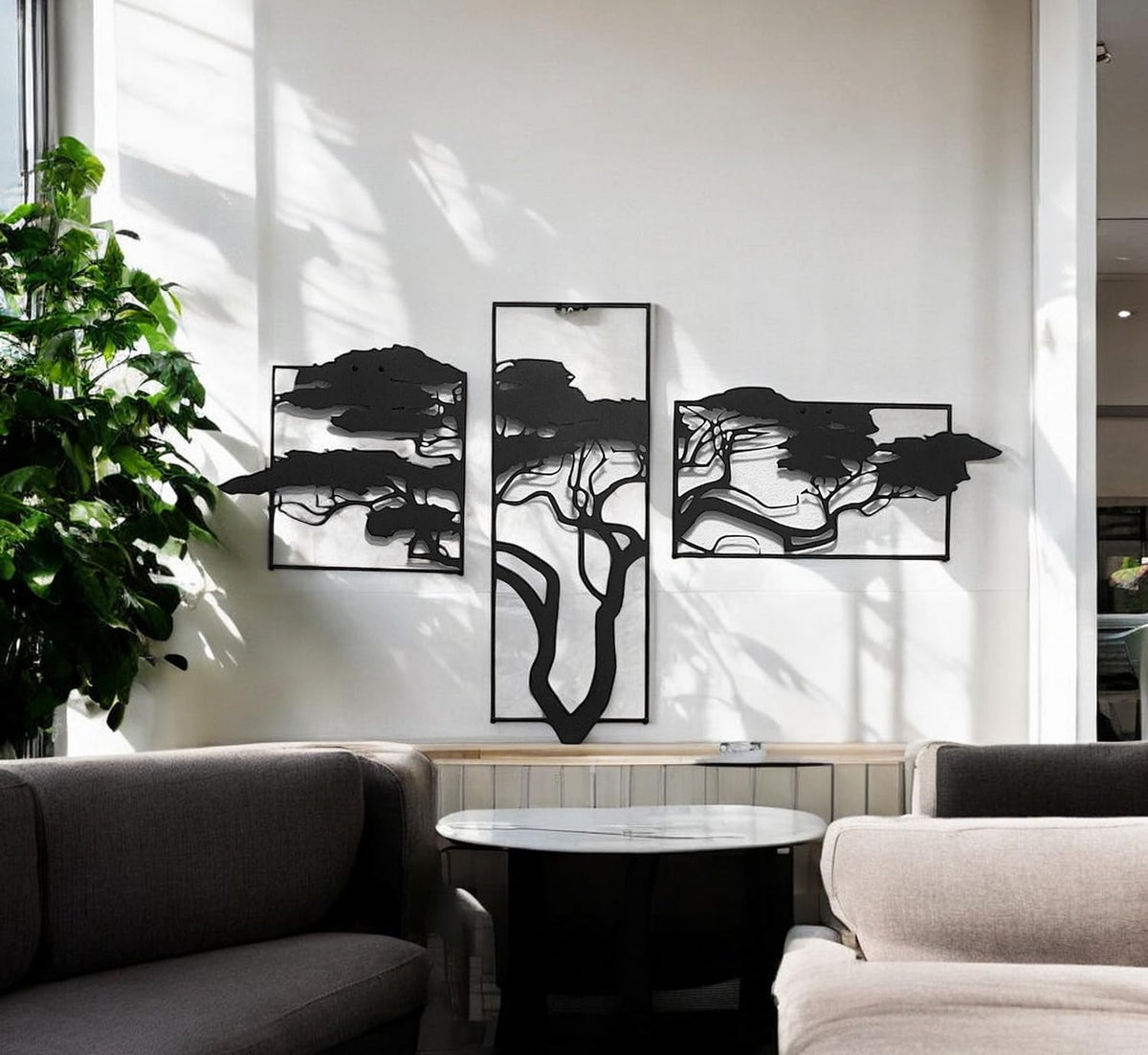 Baum des Lebens – Accasia, Schwarz – Metall-Wandkunst, 3D