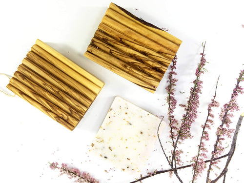 2 Stück Seifenschale aus natürlichem Olivenholz, natürliche Holzspüle, Seifenhalter, Seifenhalter, Handarbeit, für Küche, Badezimmer, Dusche und Theke 2 (PCS)