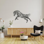 Baum des Lebens – Pferd – Metall-Wandkunst, 96 × 68 cm