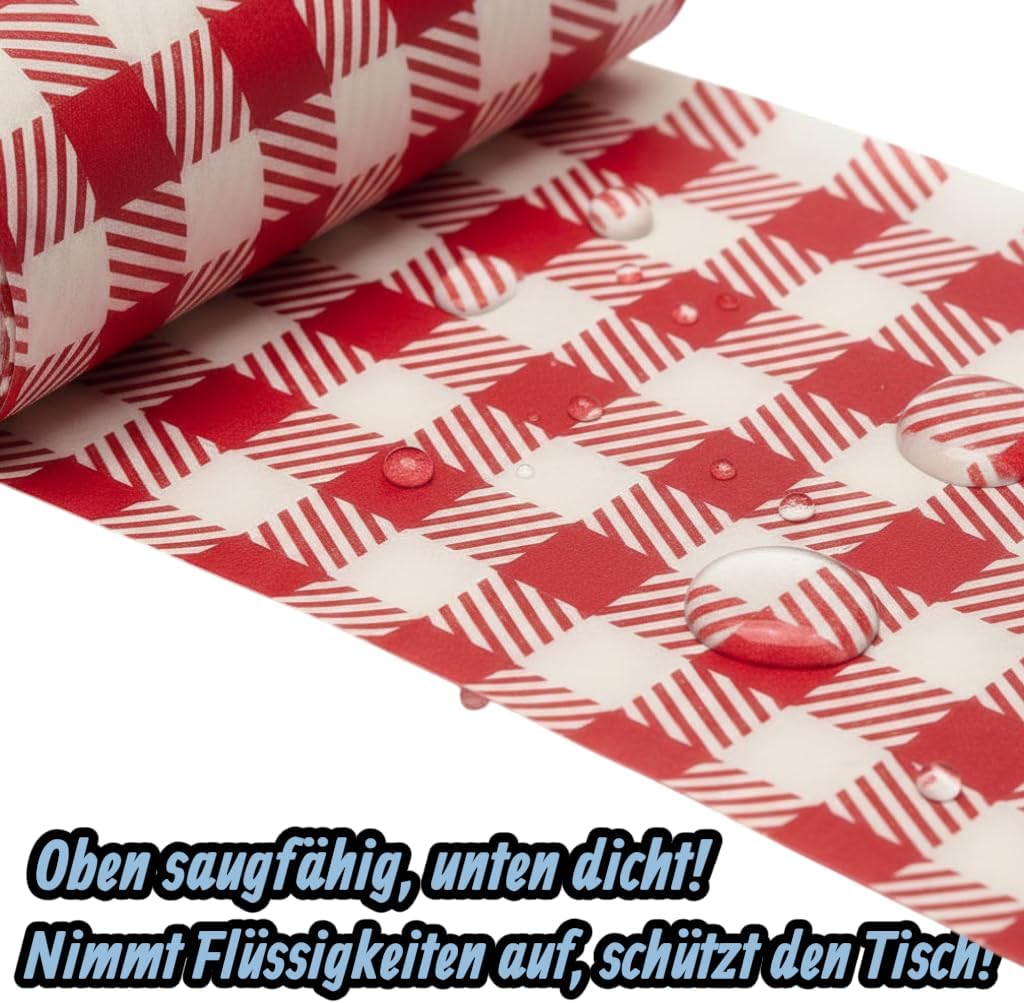 Rolle Tischdecke 25meter x 100cm – Einweg, Praktisch, 20 Abreißbare 125x100cm Tischdecken, Papieroberfläche & Kunststoffunterseite, Flüssigkeitsdicht, Party- und Eventtauglich (Rot, 1 Rolle)