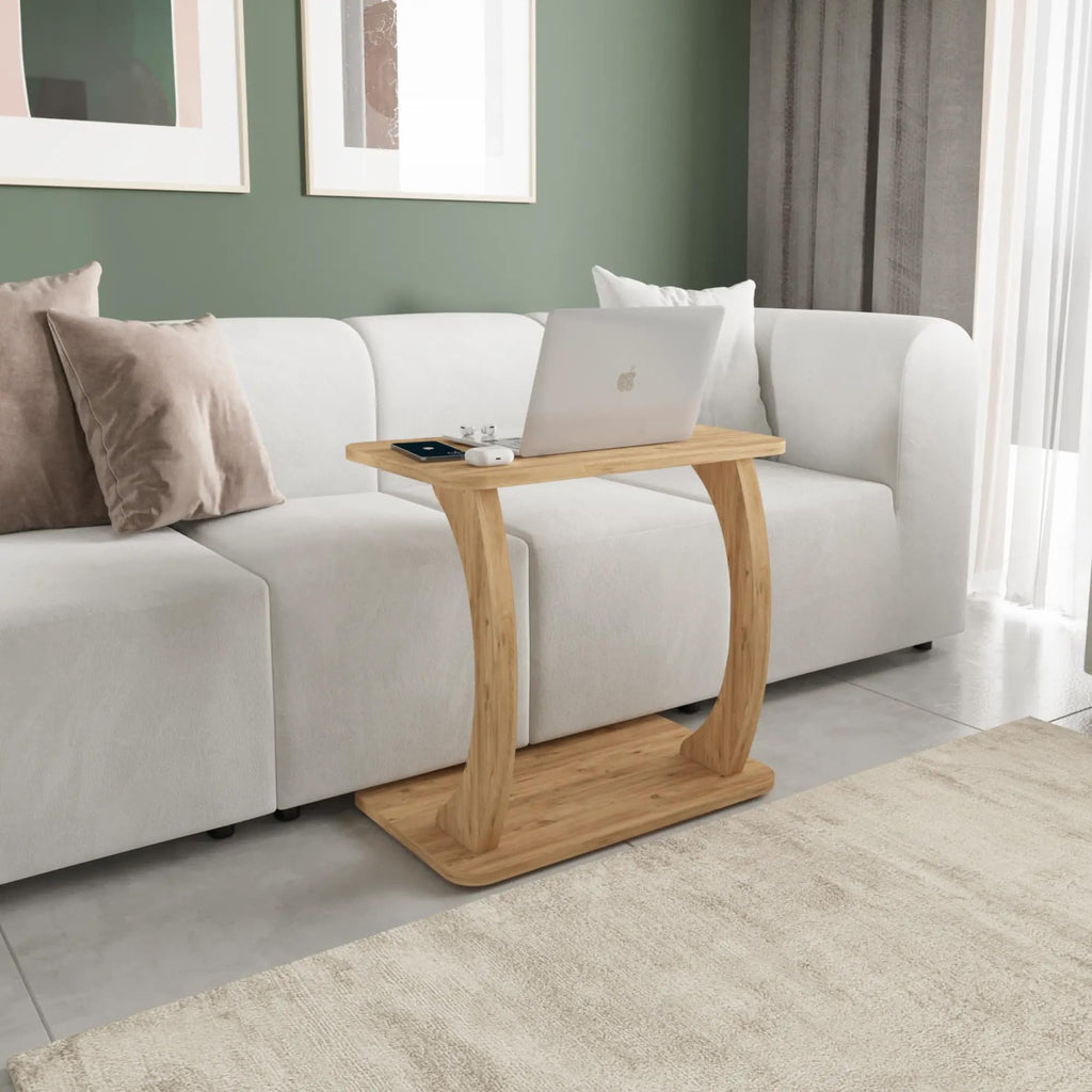 Modern Rolltisch Nussbaum-Optik