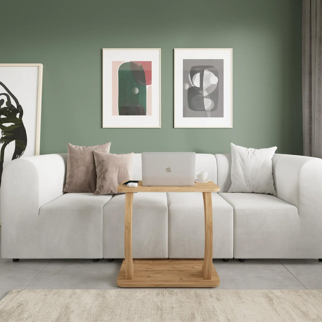 Modern Rolltisch Nussbaum-Optik