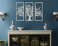 Tubibu 3 gerahmte Paneele, Stammbaum, Baum des Lebens, Metall-Wandkunst, Wandmontage, Metallskulptur, Wanddekoration, Zuhause, Wohnzimmer, 3 Stück x (32 x 70 cm)