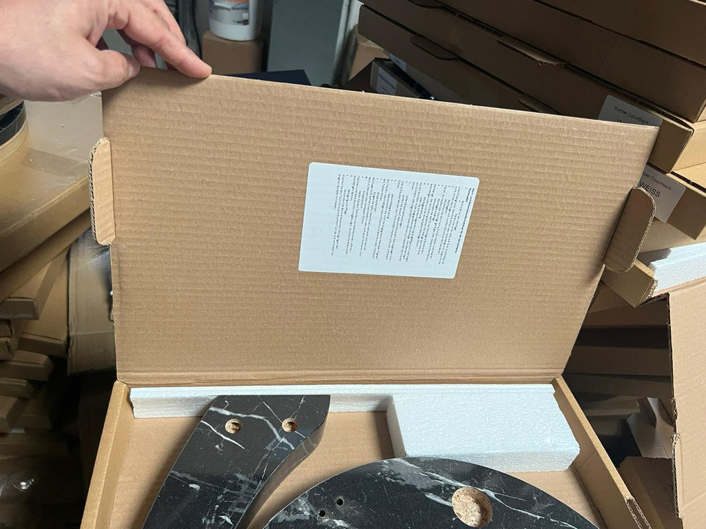 Beistelltisch C-Form Marmor-Schwarz