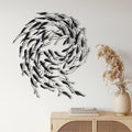 Tubibu Metall Fisch Wanddeko – Schwarze Fischfamilie Wandkunst im maritimen Stil – Moderne Wand Skulptur für Wohnzimmer, Bad, Garten, Balkon oder Terrasse (100x87)