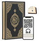 Koran auf Arabisch mit schwarzem Termo-Ledereinband und Goldschnitt