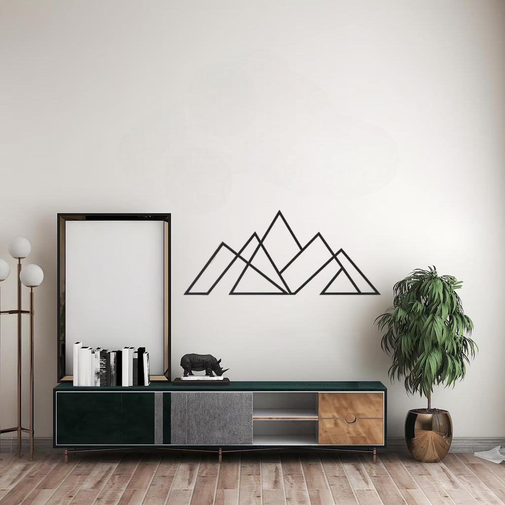 Metall Wandkunst Berg und Wald Metall Wanddekoration, große Wandskulptur für rustikales Zuhause, Innen und Außenbereich, Moderne Deko, Bilder für Zuhause Büro Wohnzimmer (Berg 2, Klein, White/Black)