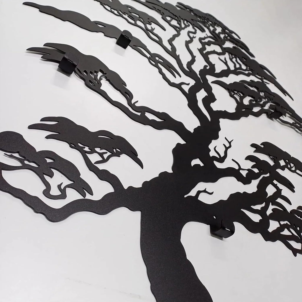 Tubibu Baum des Lebens Wanddeko, Wandbild aus Metall Schwarz, Haus Wandkunst-Dekoration, Wandaufkleber 3D, Moderne Deko, Bilder für Zuhause Büro Schlafzimmer, Wohnzimmer (African, Large)
