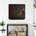 TUBİBU Einzigartige Wanddekoration, bequem zu spielen, außergewöhnliches Geschenk, Wanddekoration, Wandkunst (Schleichen und Leitern), schwarz