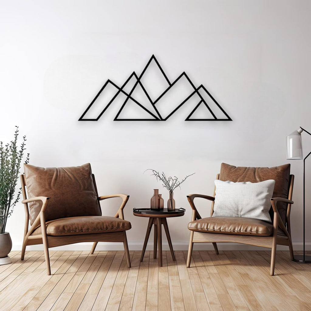 Metall Wandkunst Berg und Wald Metall Wanddekoration, große Wandskulptur für rustikales Zuhause, Innen und Außenbereich, Moderne Deko, Bilder für Zuhause Büro Wohnzimmer (Berg 2, Klein, White/Black)