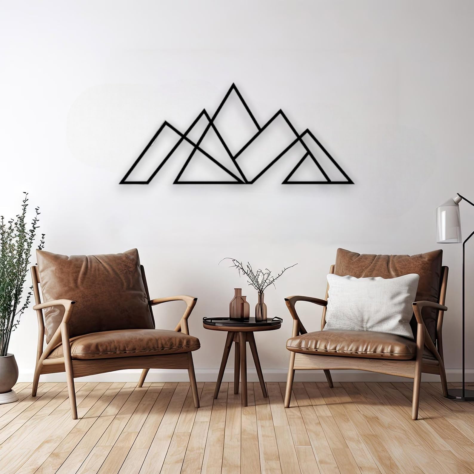 Metall Wandkunst Berg und Wald Metall Wanddekoration, große Wandskulptur für rustikales Zuhause, Innen und Außenbereich, Moderne Deko, Bilder für Zuhause Büro Wohnzimmer (Berg 2, Klein, White/Black)