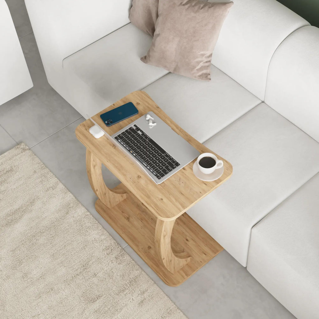 Modern Rolltisch Nussbaum-Optik