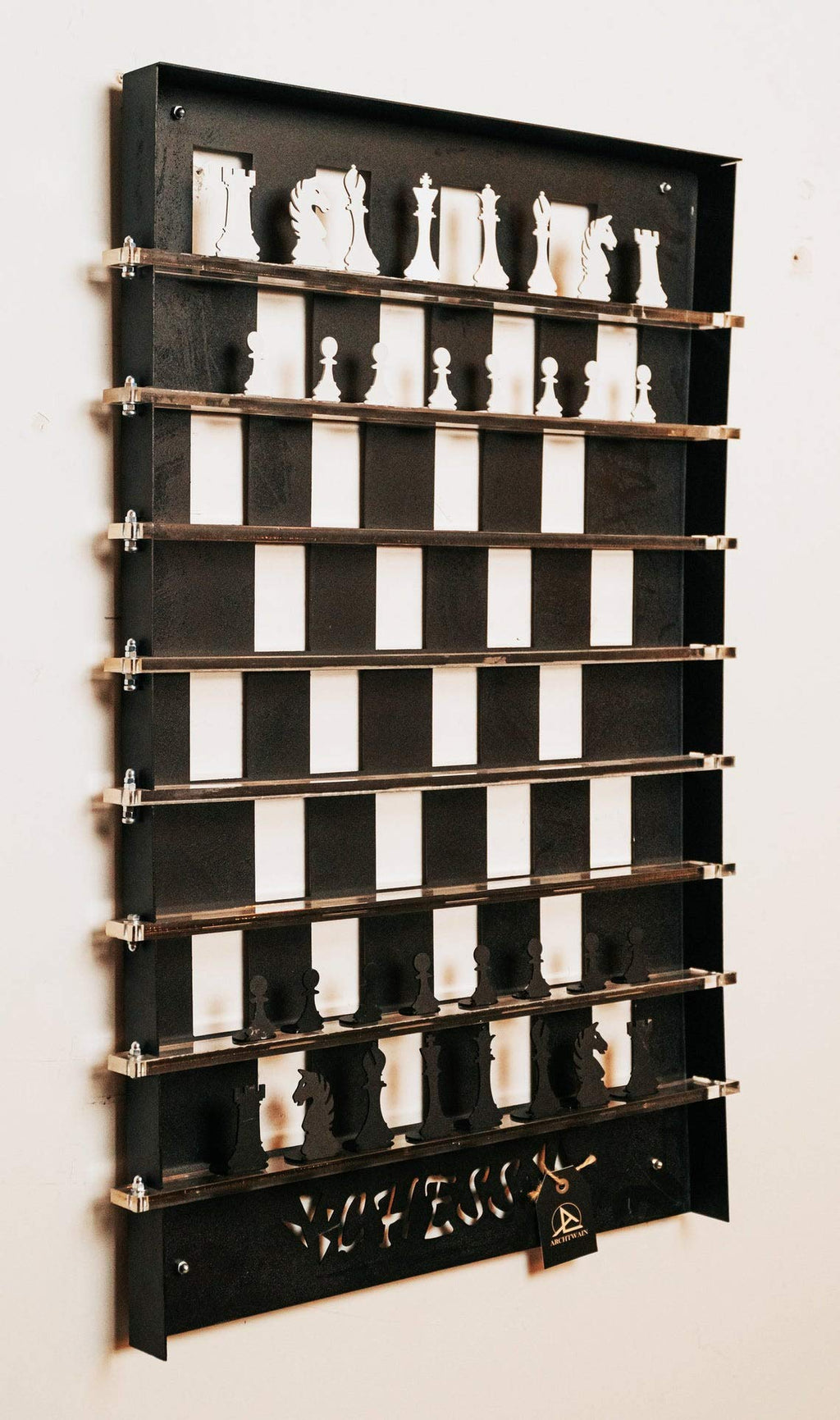 Tubibu Wandspiele, einzigartige Wanddekoration, außergewöhnliches Geschenk, Wanddekoration, Wandkunst, Wandspielbrett, Bürowandkunst, Einweihungsgeschenk (Schach)