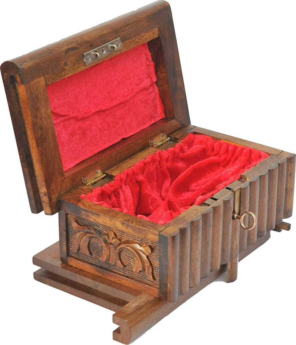 Walnut Treasure Secret Magic Box Handgefertigte einzigartige Schmuckschatulle mit verstecktem Schlüssel (klein)