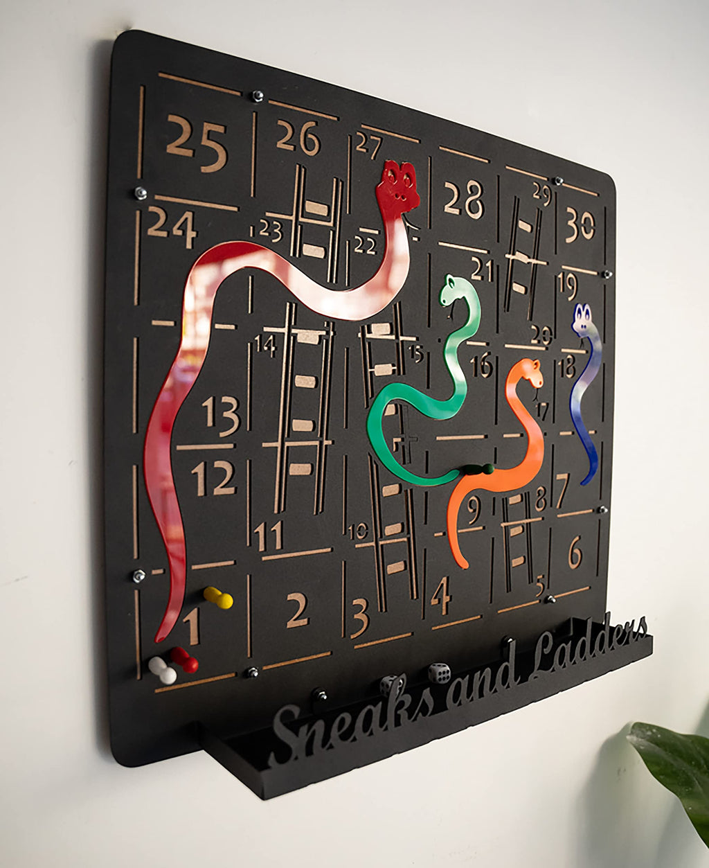 TUBİBU Einzigartige Wanddekoration, bequem zu spielen, außergewöhnliches Geschenk, Wanddekoration, Wandkunst (Schleichen und Leitern), schwarz