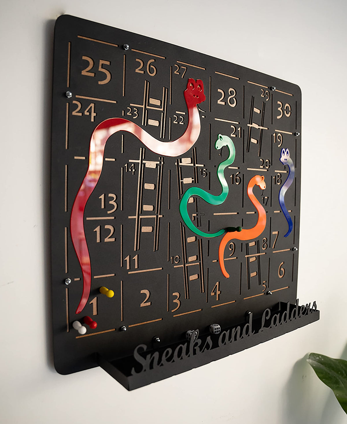 TUBİBU Einzigartige Wanddekoration, bequem zu spielen, außergewöhnliches Geschenk, Wanddekoration, Wandkunst (Schleichen und Leitern), schwarz