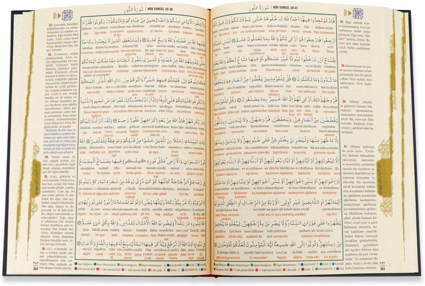 Orta Boy Kuran-ı Kerim Meali – Arabisch & Türkische Übersetzung, Bilgisayar Hatlı, Elmalılı M. Hamdi Yazır, QR Code Sesli Kuran Dinleme, Satir Arasi Kelime Meali (17x24 cm)