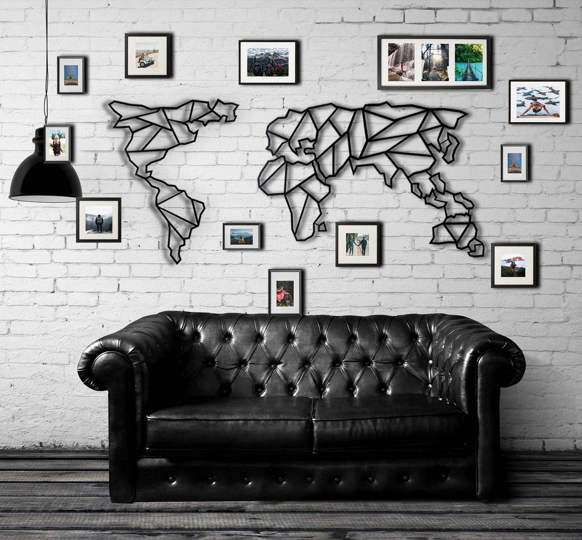 Geo Map Weltkarte Schwarz – Metall-Wandkunst