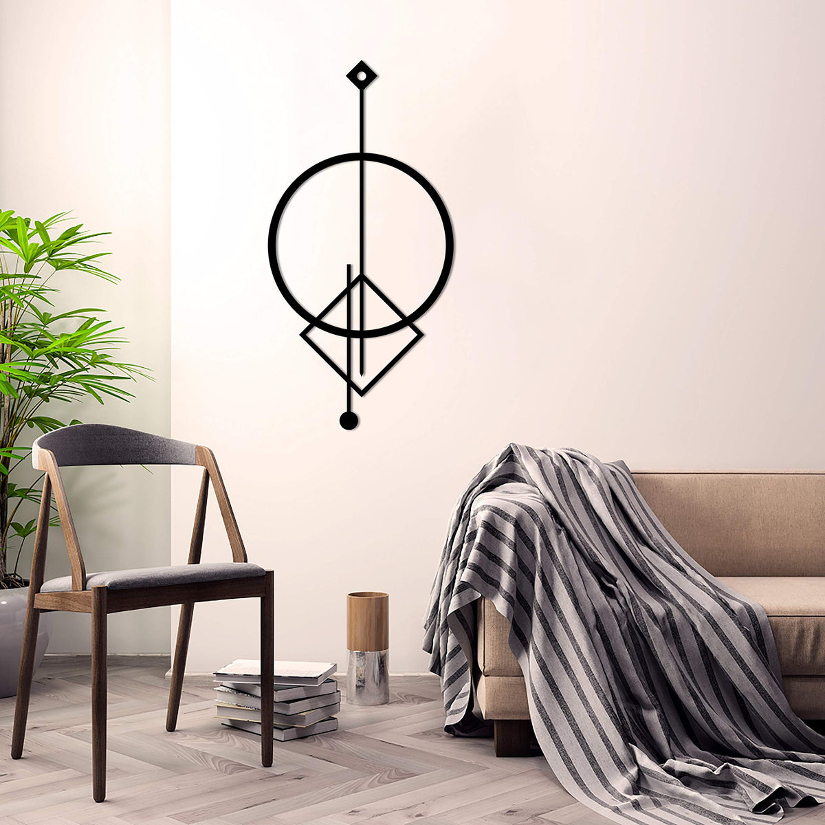 Geometrie – Metall-Wanddekoration 90 x 44 cm