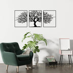 Tubibu Moderne Metall-Wandkunst 3er Set, 100% Metall - Metallische Wanddekoration, Wandbehang für Wohnzimmer, Schlafzimmer, Wohnheim, Wandskulpturen (Schwarzer Baum, klein)