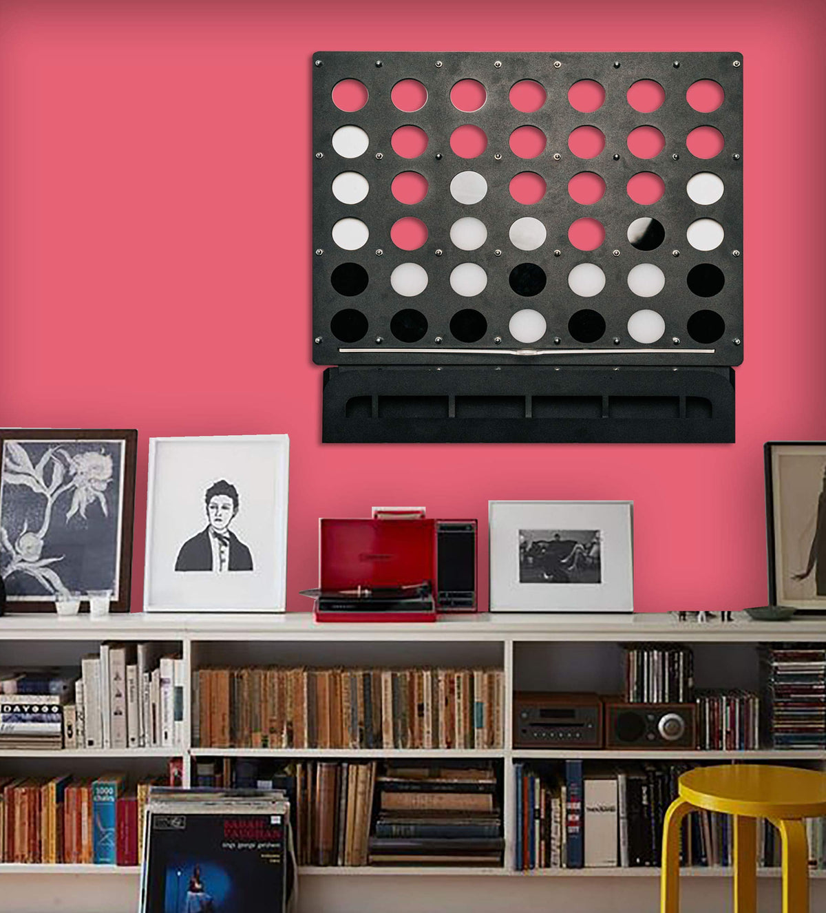 TUBİBU Einzigartige Wanddekoration, Nachrichtenbrett, bequem zum Scrabble, außergewöhnliches Geschenk, Wanddekoration, Wandkunst (Connect 4)