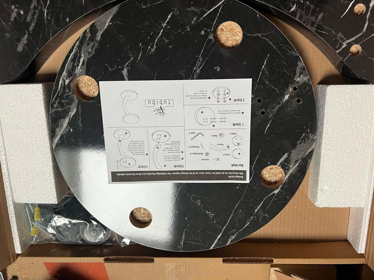 Beistelltisch C-Form Marmor-Schwarz