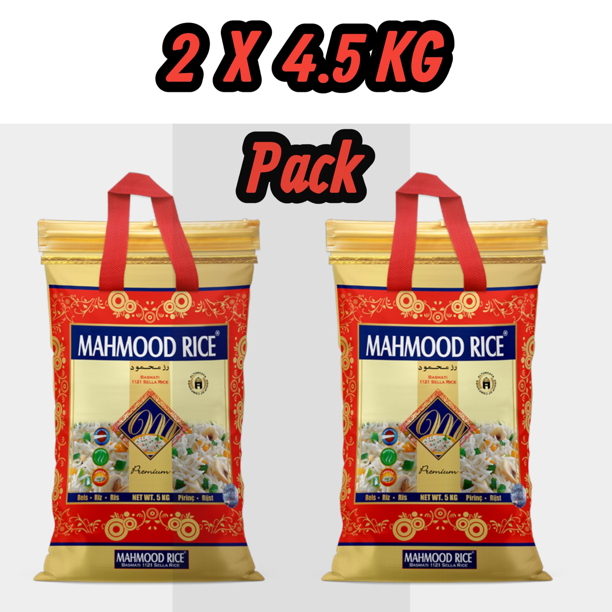 Mahmood Weißer Basmati reis 4,5 KG-Langkorn Basmati Reis aus Pakistan, ideal für indische Gerichte, Currys, Salate und Beilagen (4,5 KG, Premium)
