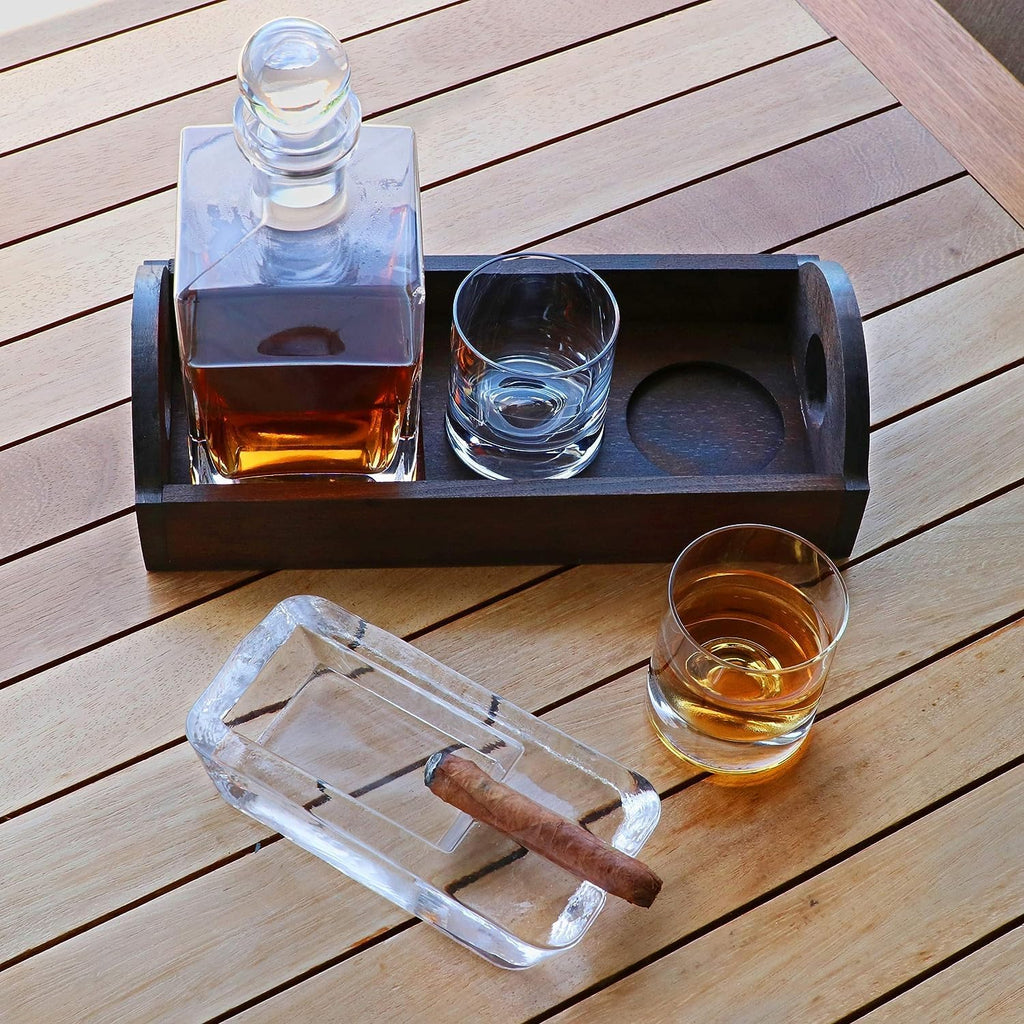 Pasabahce Zigarre Aschenbecher für Draussen | Handgearbeitet Kristallglas | Balkon Tisch Windundurchlässig Design