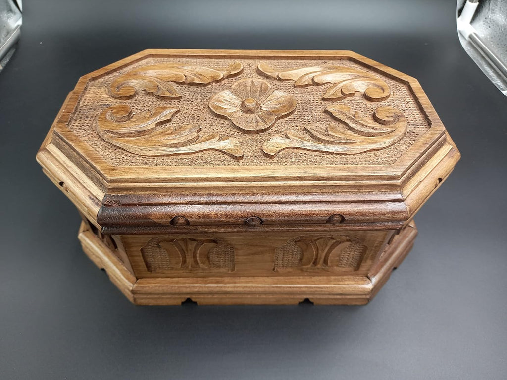 Walnut Treasure Secret Magic Box Handgefertigte einzigartige Schmuckschatulle mit verstecktem Knopf