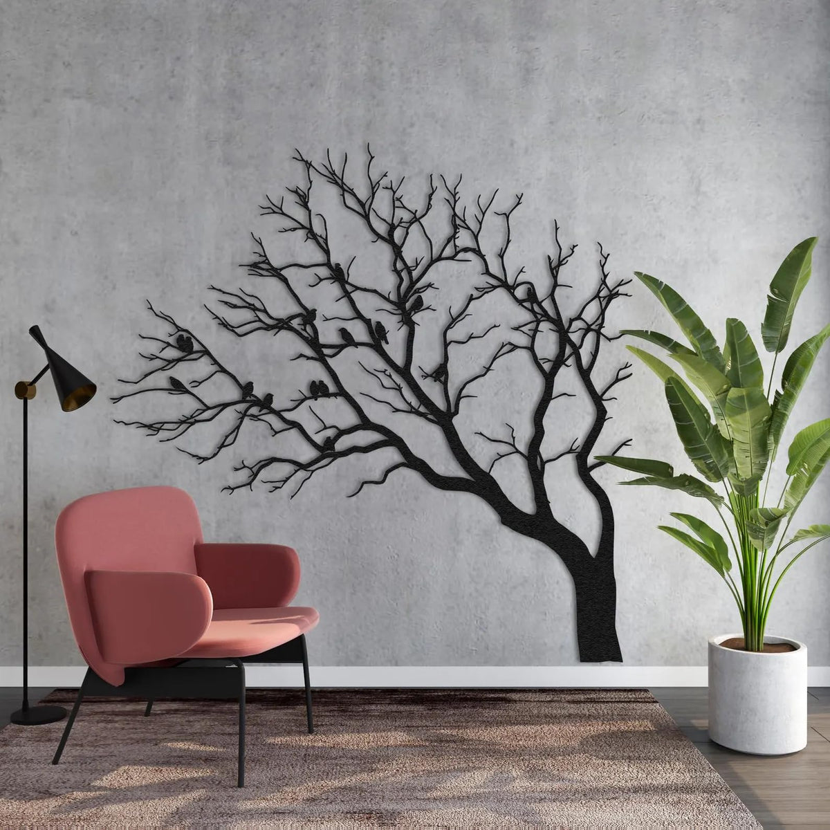 Baum des Lebens mit Vogel – Metall-Wandkunst, 3D