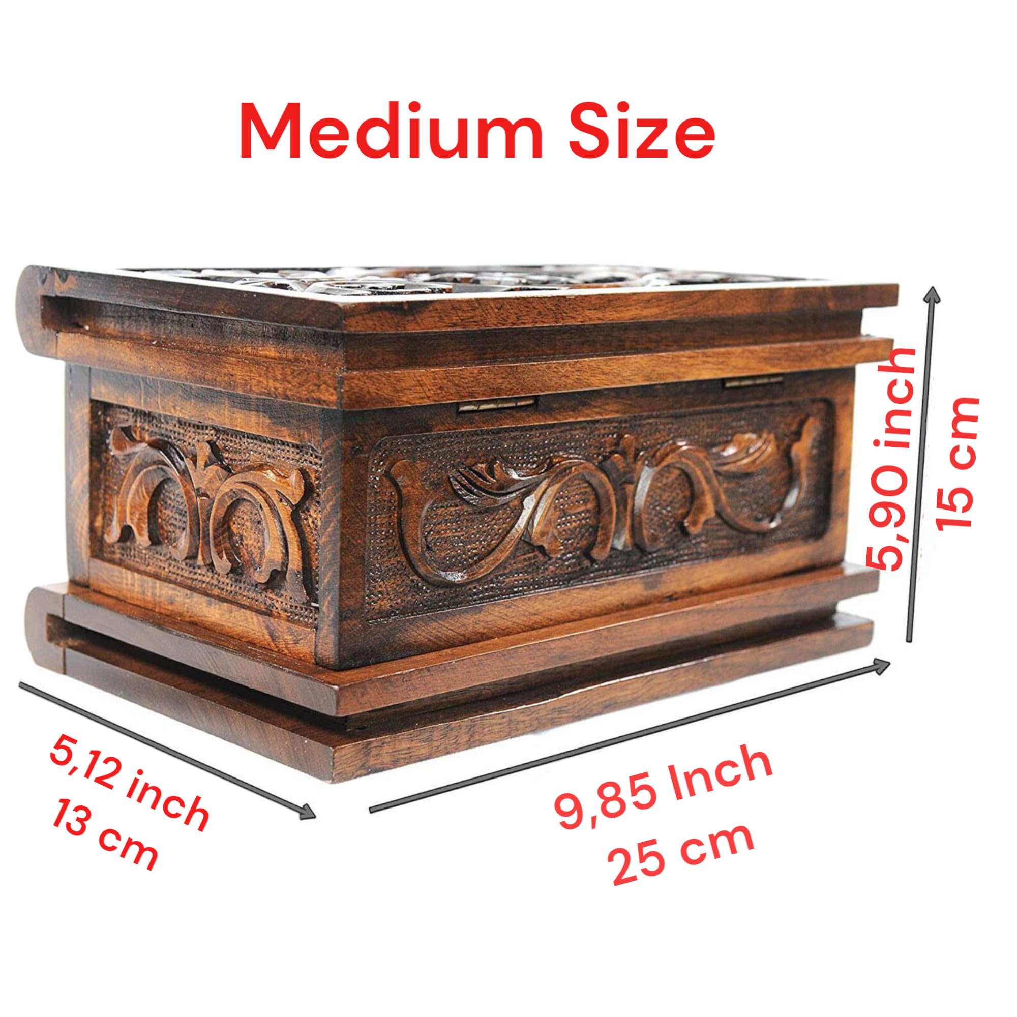 Walnut Treasure Secret Magic Box Handgefertigte einzigartige Schmuckschatulle mit verstecktem Schlüssel (klein)