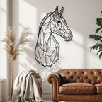Tubibu-Metall-Wandkunst – Geometrisches Pferd und Baum – Handgefertigte Wanddekoration für Wohnzimmer, Schlafzimmer, Büro oder Eingangsbereich – Modernes Bauernhaus-Dekor