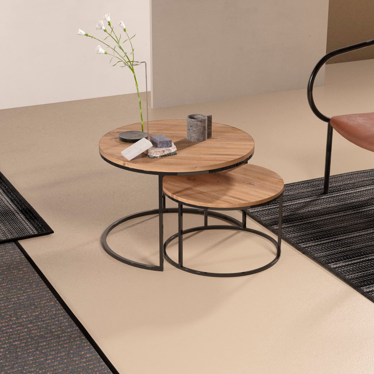 Couchtisch-Set Holzoptik im Wohnzimmer