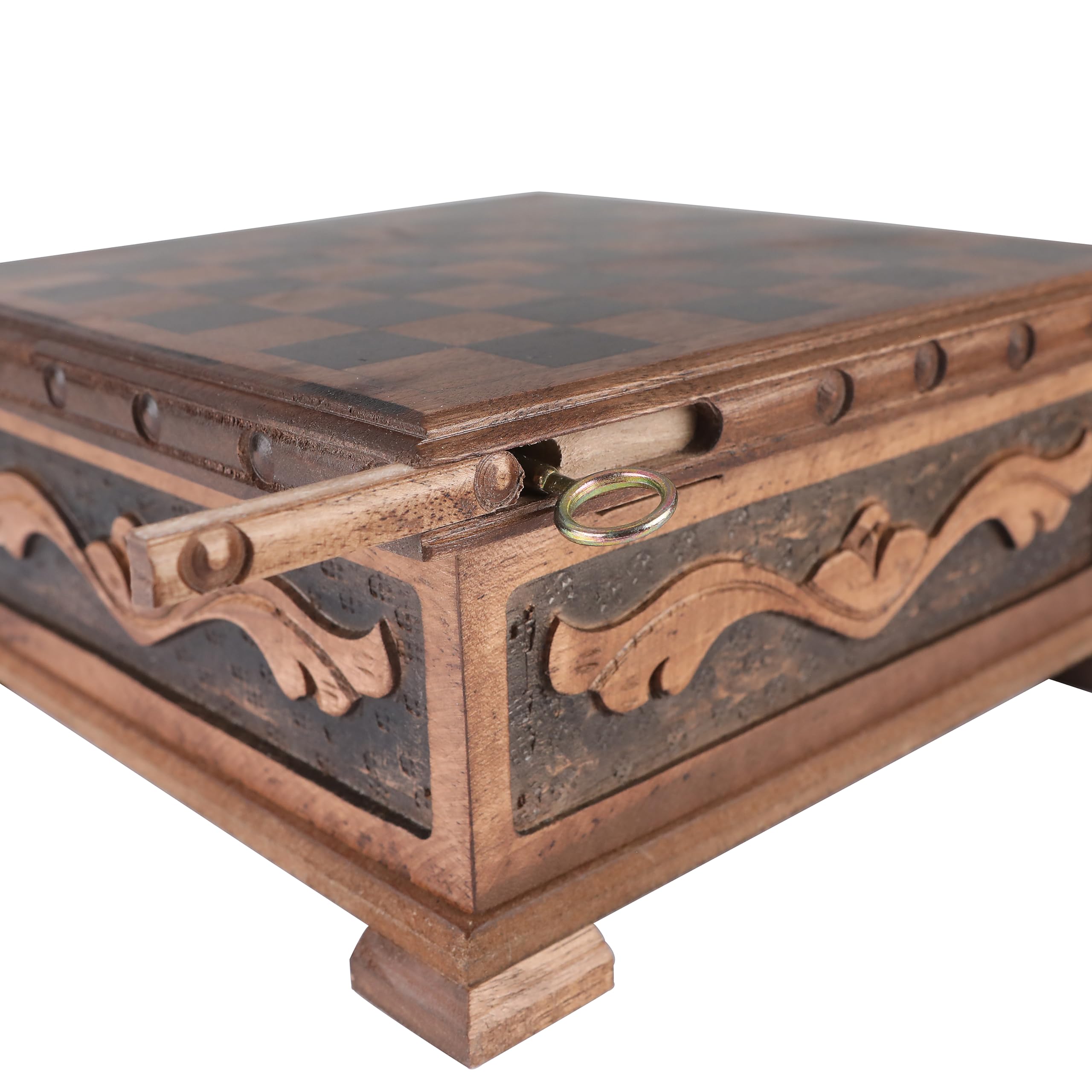 Walnut Treasure Secret Magic Box Handgefertigte einzigartige Schmuckschatulle mit verstecktem Schlüssel (klein)