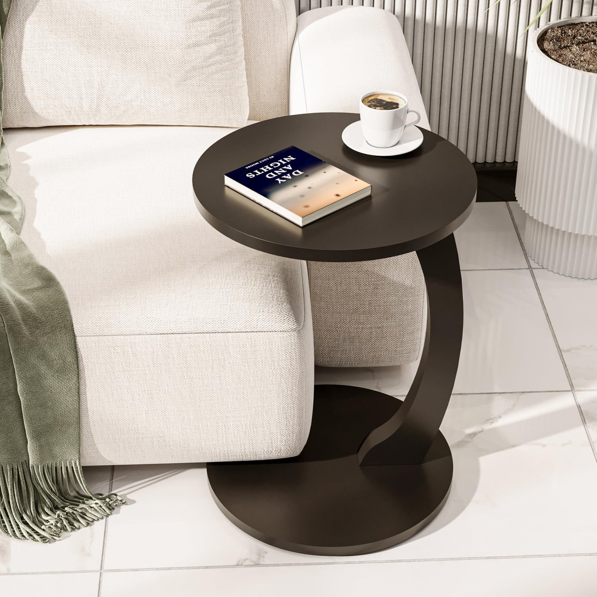 Beistelltisch C-Form Schwarz