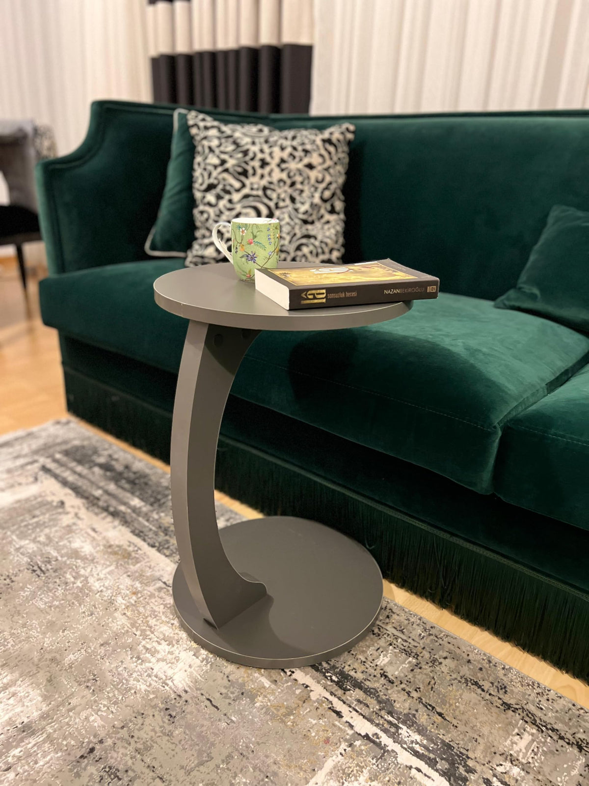 Beistelltisch C-Form Grau