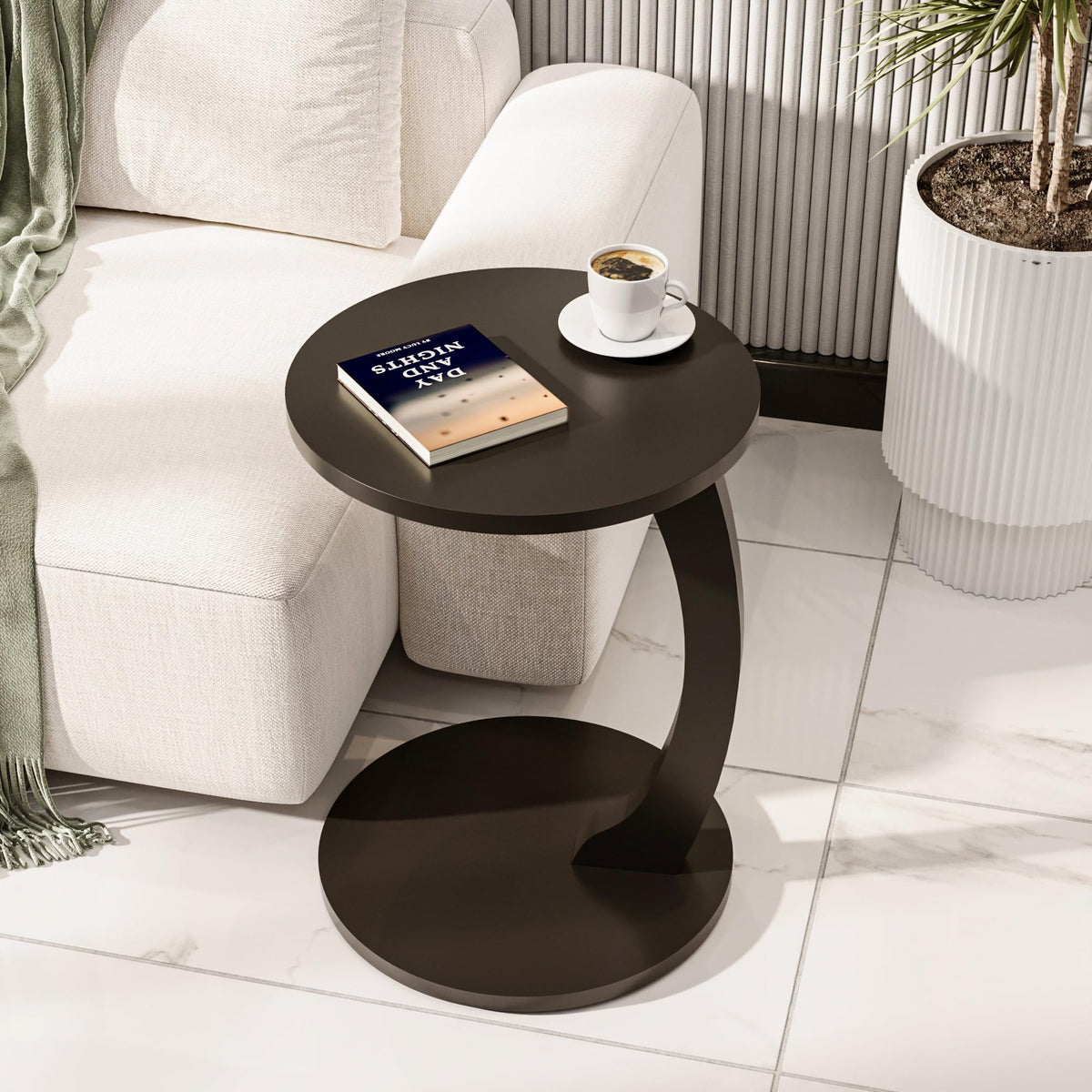 Beistelltisch C-Form Schwarz