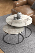 Couchtisch-Set Marmoroptik Weiß